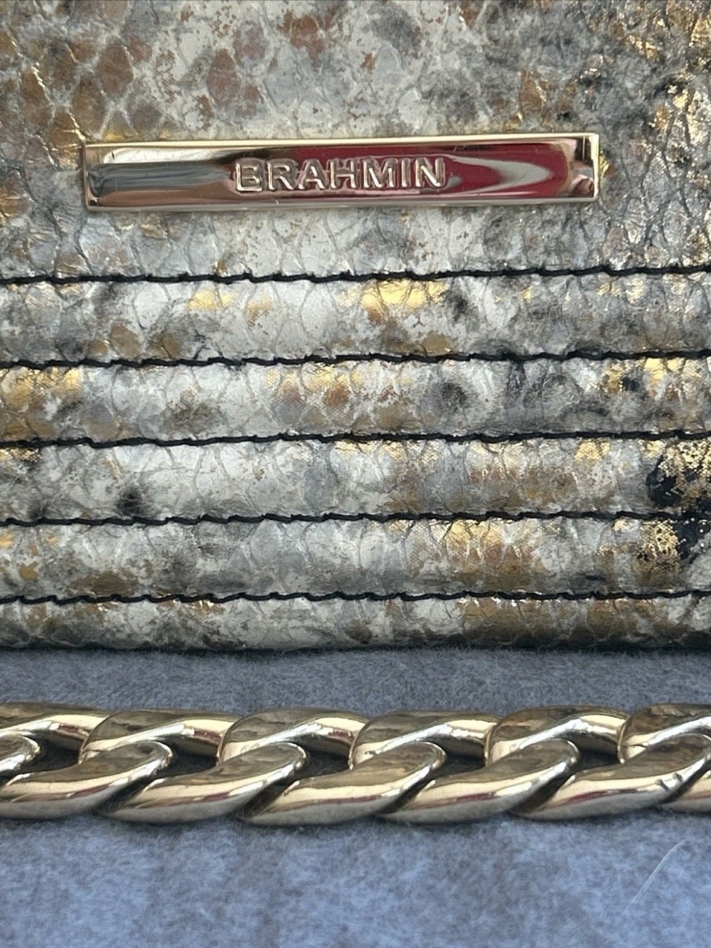 Brahmin Mod Lorelei Natural Ezana Snakeskin Embossed Leather Shoulder Bag - Picture 5 of 8